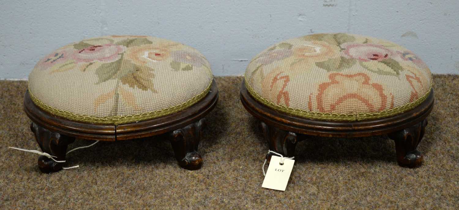 A pair of Victorian mahogany footstools. - Image 2 of 2