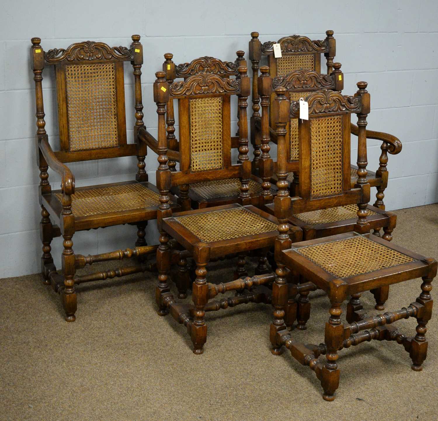 A set of six Siesta oak 17th Century style dining chairs. - Image 2 of 2