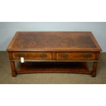A 20th Century burr yew wood coffee table.