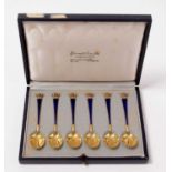 A cased set of six Danish silver-gilt coffee spoons by Egon Lauridsen.