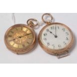 Two yellow-metal cased fob watches.