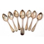 Antique silver spoons, including six Newcastle teaspoons.