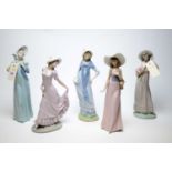 A selection of five Nao figures of ladies.