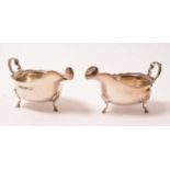 A pair of George V silver sauce boats.