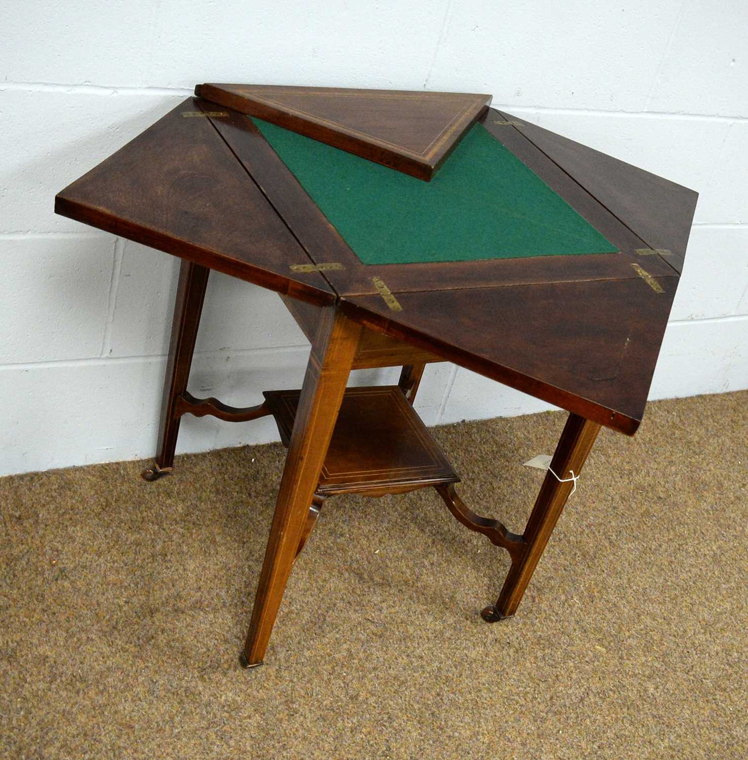 An Edwardian mahogany envelope card table. - Image 2 of 2