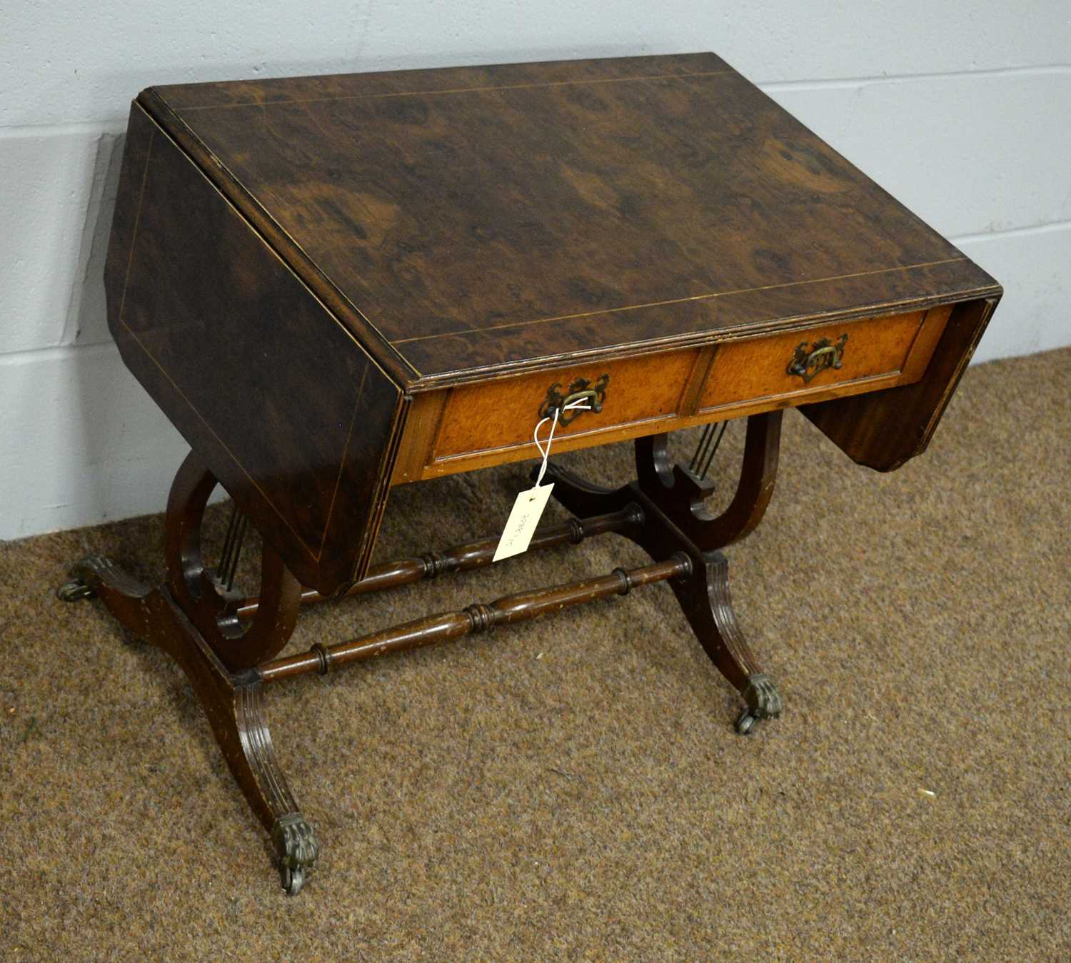 A 20th Century burr walnut side table. - Image 2 of 2