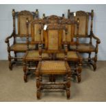 A set of six Siesta oak 17th Century style dining chairs.