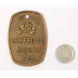 WWII Waffen-SS Inventory tag and button