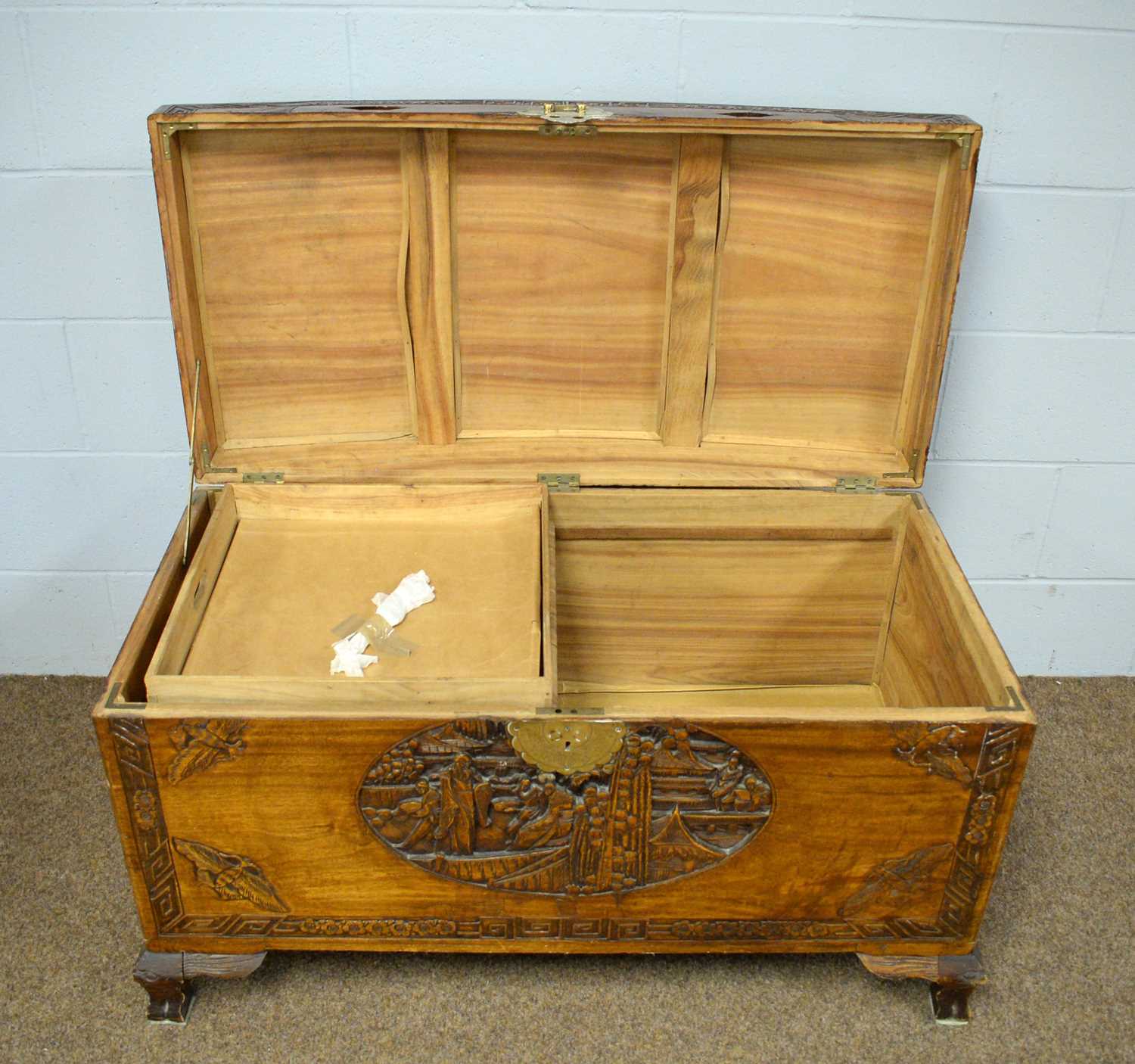 An early 20th Century Chinese camphor wood lined chest. - Image 2 of 2