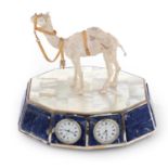 A camel mounted lapis lazuli desktop clock