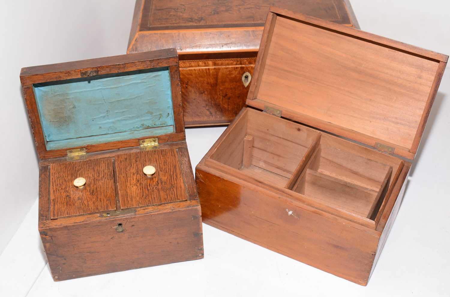 Late Victorian walnut tea caddy and two others - Image 2 of 3