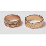 Two 9ct gold bands.