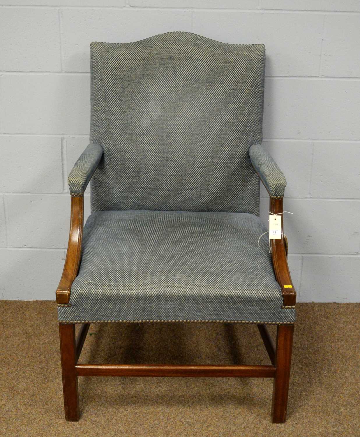 An early 20th Century mahogany framed Gainsborough armchair.