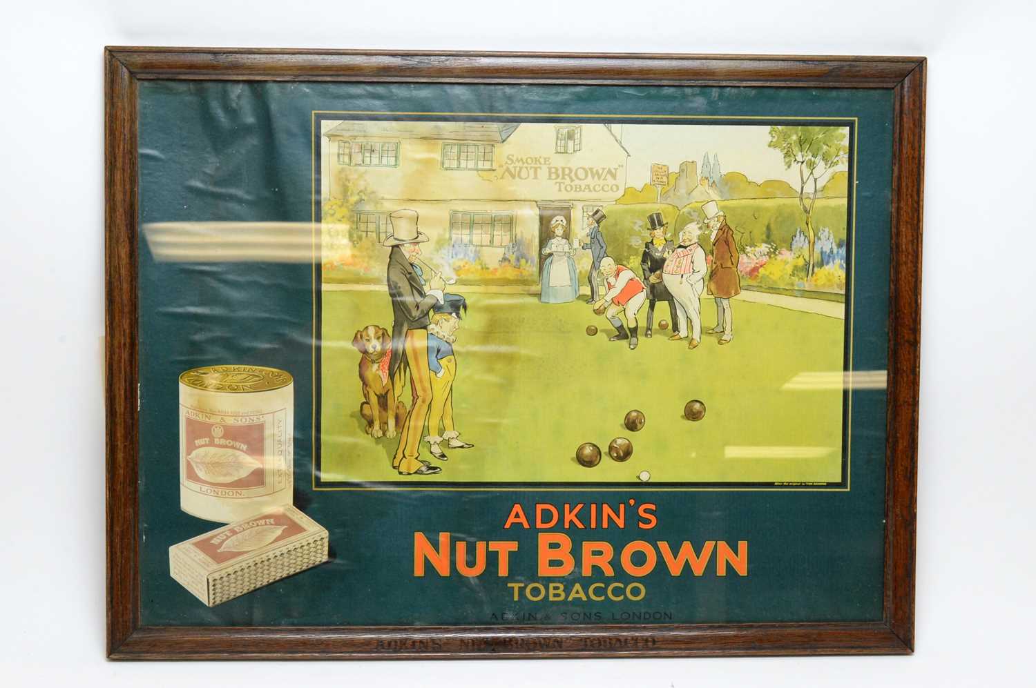 An early 20th Century advertising sign for Adkins Nut Brown Tobacco