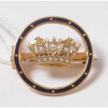A 9ct gold, split seed-pearl and enamel Royal Navy sweetheart brooch.