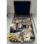 Victorian mahogany canteen of silver plated cutlery and other plated flatware