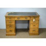 Late Victorian oak pedestal desk.