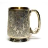 A late Victorian silver christening tankard