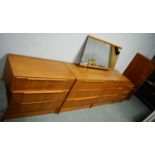 Mid 20th Century teak veneered bedroom furniture.