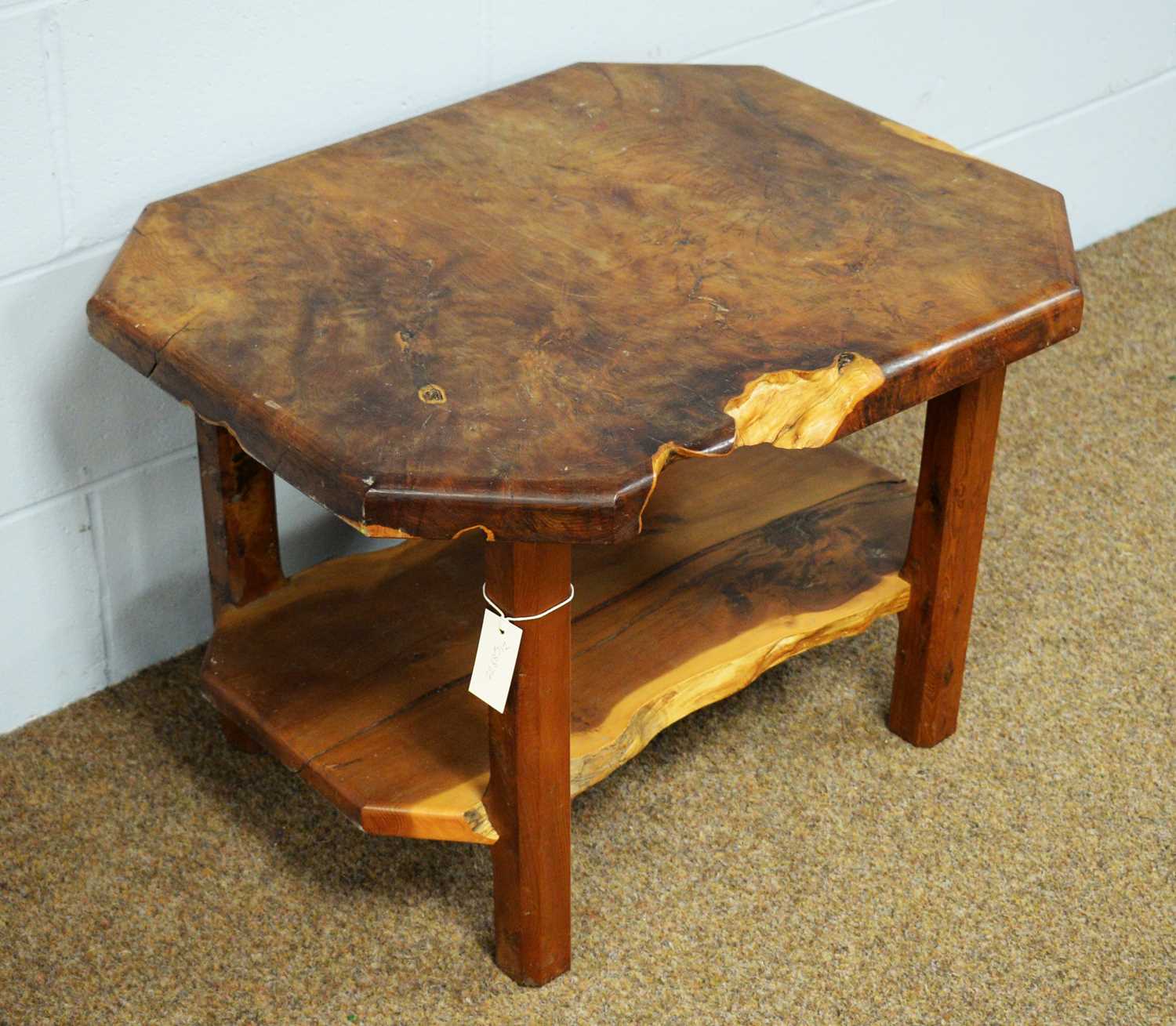 A 20th Century yew wood coffee table. - Bild 2 aus 2