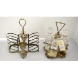 Manner of Sir Christopher Dresser: a cruet set; and a toast rack