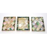 Three early 20th-Century mother of pearl and abalone shell calling card cases