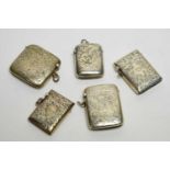 Five silver vesta cases,