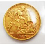 A George V gold half-sovereign, 1910.