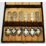 A set of six Chinese white metal teaspoons,