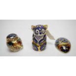 Three Royal Crown Derby paperweights including a koala