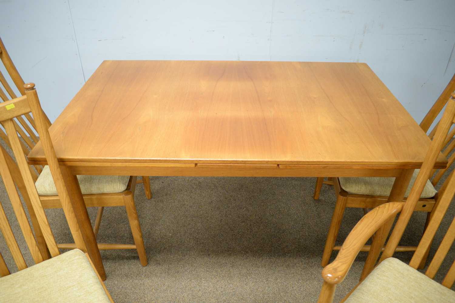 A Troeds teak extending dining table; set of four Ercol dining chairs; and a single 'Siesta' chair. - Image 2 of 2