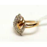 A diamond set dress ring, in wavy mount,