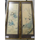 Pair of Chinese paintings on silk