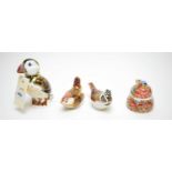 Four Royal Crown Derby bird paperweights