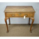 An 18th C oak and mahogany banded side table.