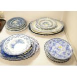 Selection of blue and white decorative plates