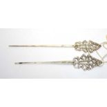A pair of Italian silver hairpins,