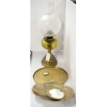 Selection of brass ware including oil lamp