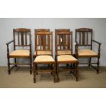 Set of six 1930's oak dining chairs.