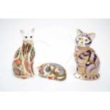 Three Royal Crown Derby cat paperweights