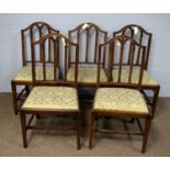 A set of five 19th Century mahogany dining chairs and a late Victorian walnut slipper chair, upholst