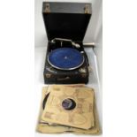 Columbia Viva Tonal Grafonola gramophone with records