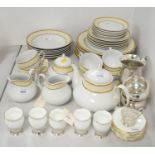 Five Coalport coffee cups and saucers in silver holders, and other items