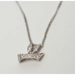 A diamond set stylised bird pattern pendant,