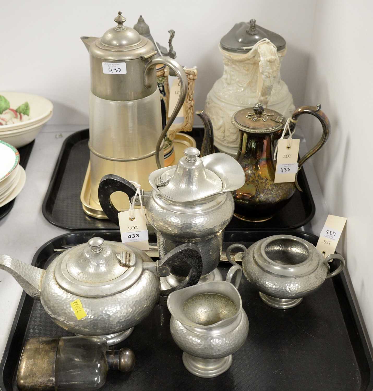 Selection of silver plated and pewter ware