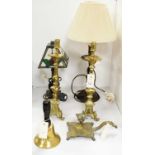 Selection of table lamps and candlesticks