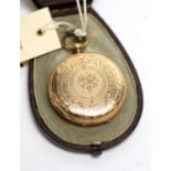 A Victorian yellow-metal hunter pocket watch.