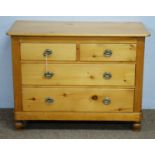 A Victorian stripped pine chest of drawers.