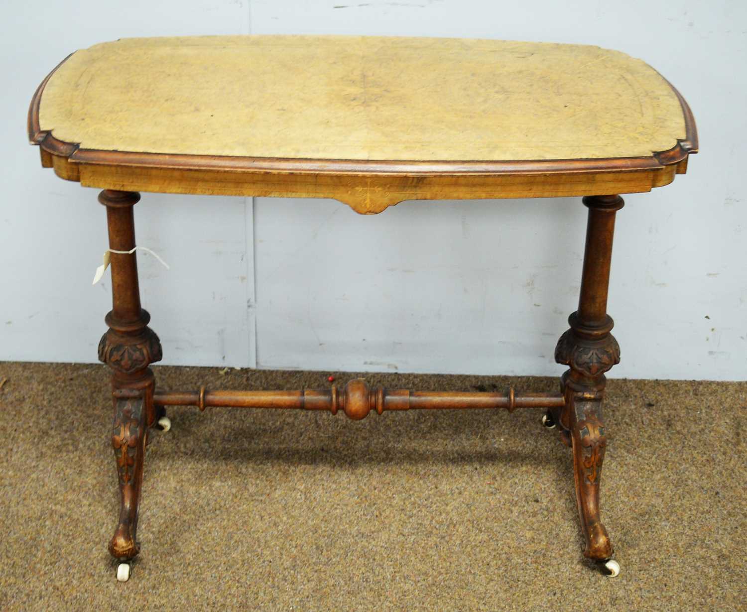 A Victorian inlaid burr walnut side table.