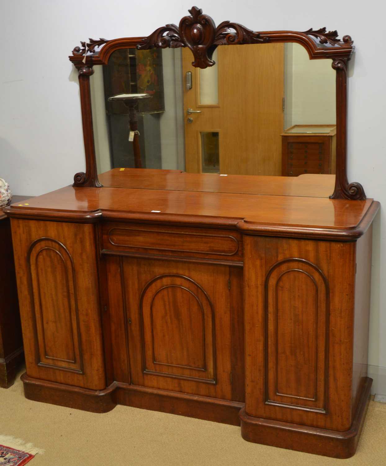 Victorian mahogany breakfront mirror-back sideboard.